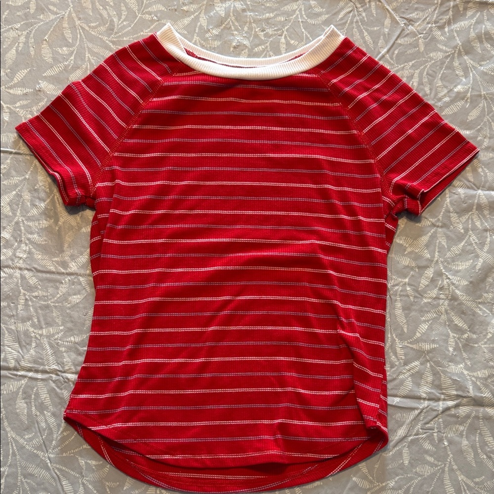 SO Red and White Striped Short Sleeve Tee